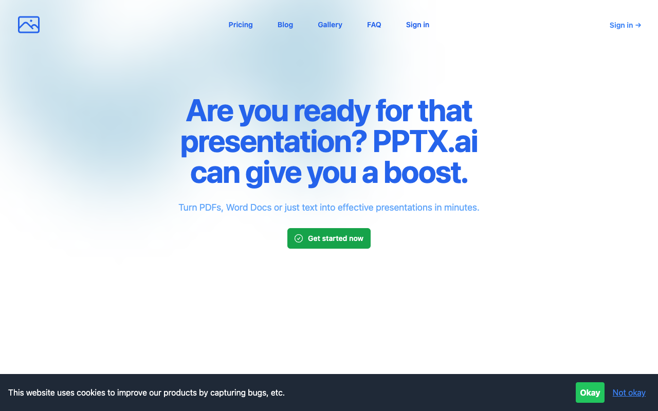 PPTX.ai - 通过上传文档或简单描述生成幻灯片 PPT 文档生成 人工智能