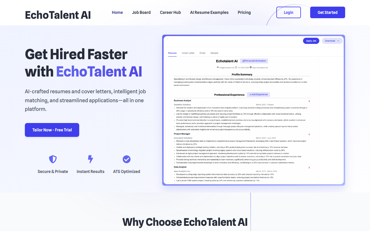 echotalent.net - EchoTalent：您的 AI 职业规划师
