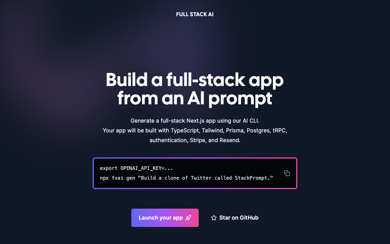 Full Stack AI - 使用 AI 提示构建全栈应用