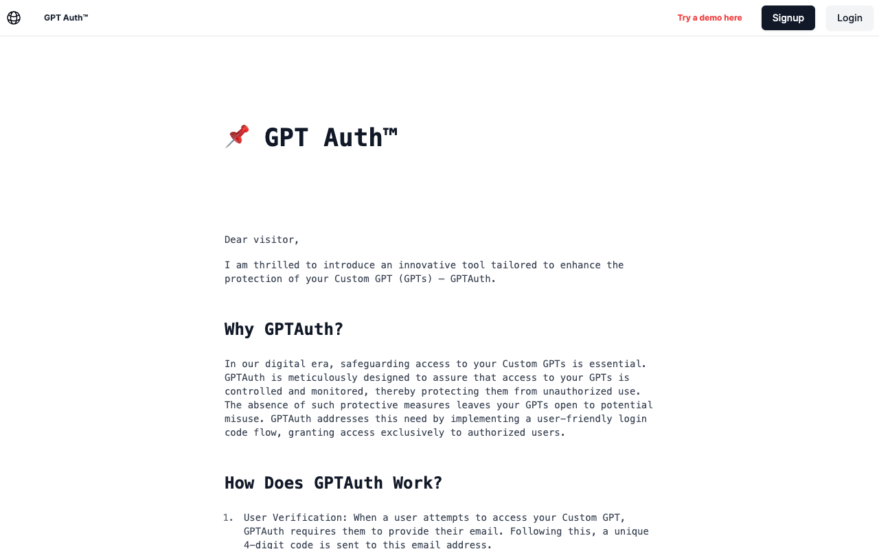 GPTAuth™ - 控制访问您的自定义 GPT