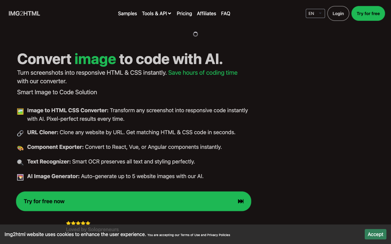 Img2html - 使用人工智能将图像转换为 HTML CSS JS 图像处理 人工智能