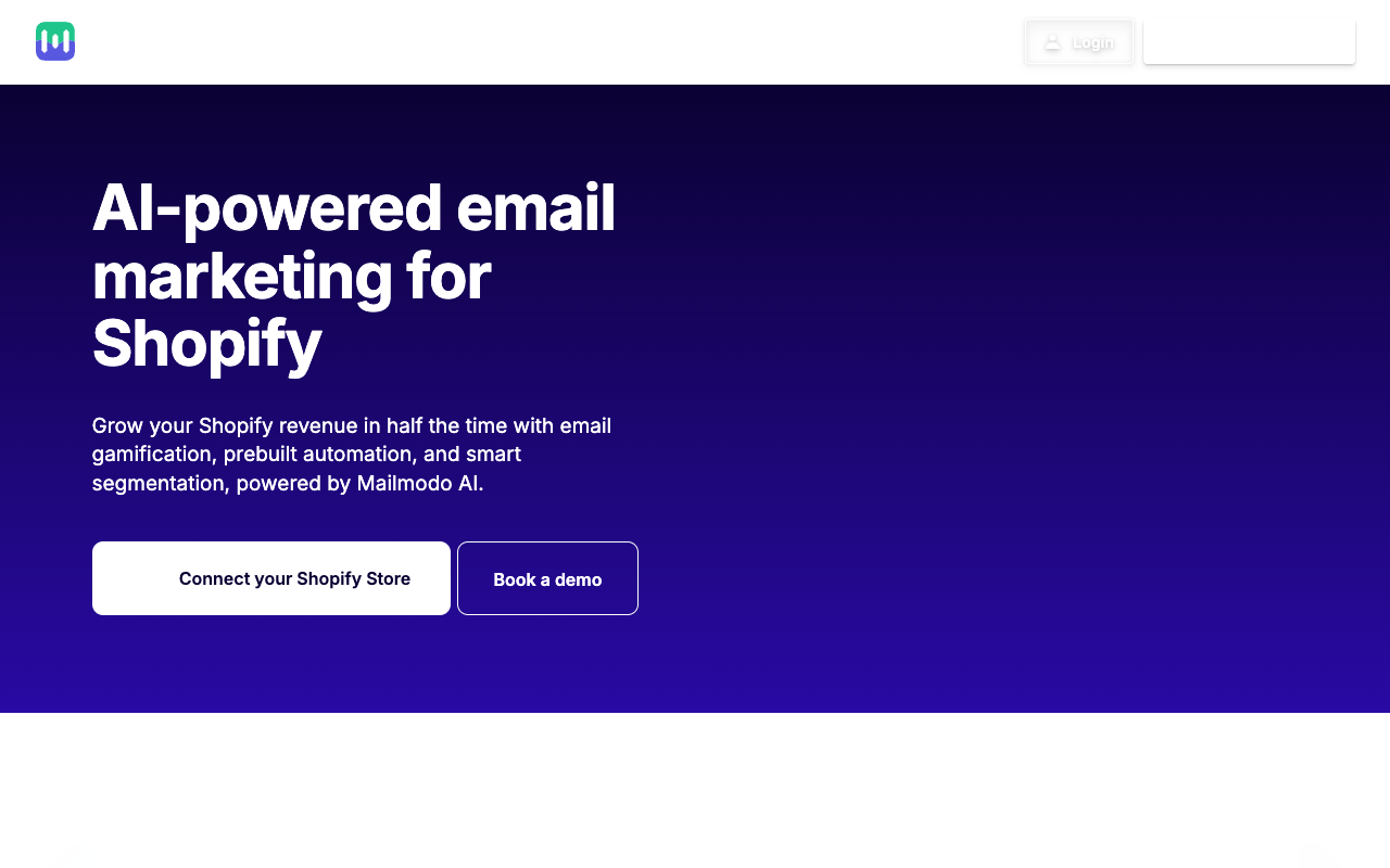Mailmodo for Shopify - AI 助力电子邮件营销，3 倍 Shopify 销售额 Shopify 电子邮件营销 人工智能
