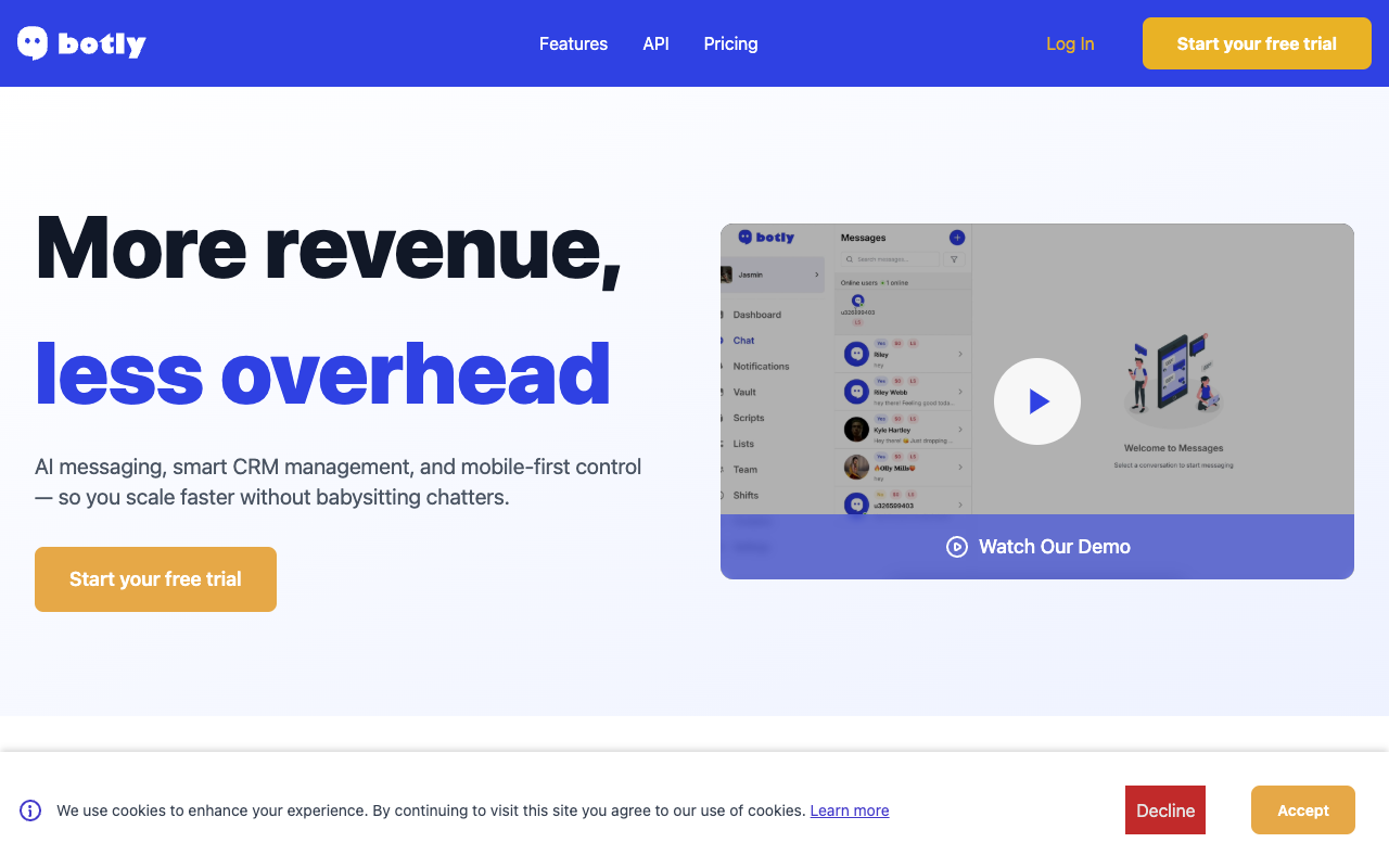 Botly: AI chatbot for OnlyFans - The Generative AI Solution to OnlyFans Messaging