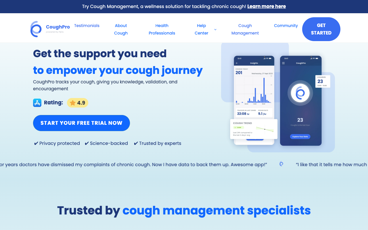 CoughPro - Detects, monitors and helps manage your cough