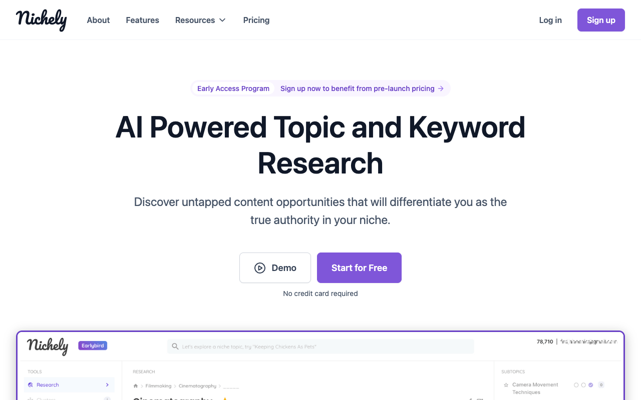 Nichely - Unlocking Untapped Content Opportunities with AI-powered Research AI SEO Content Marketing