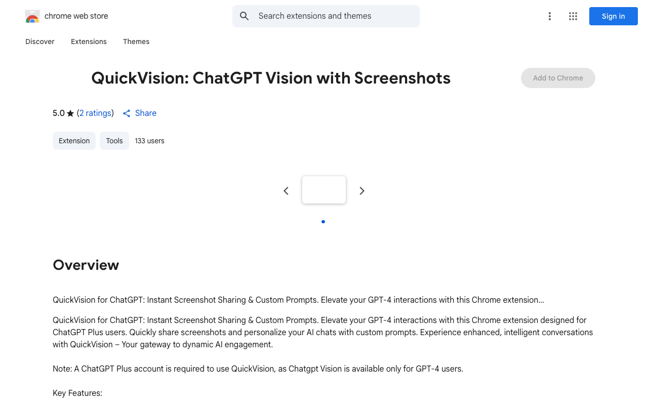 QuickVision: ChatGPT Vision for Chrome - Smart Screenshot Sharing for ChatGPT Plus