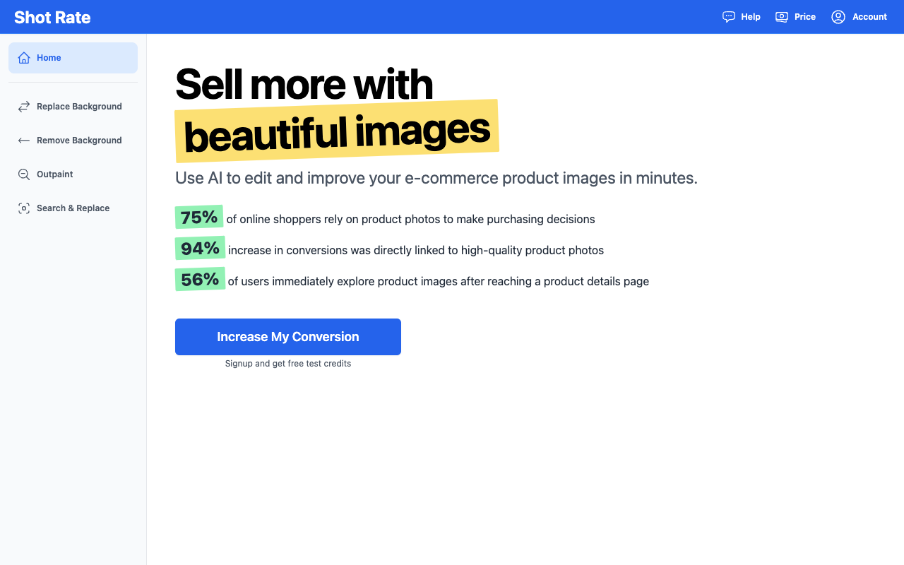 ShotRate.com - Generate amazing product images using AI