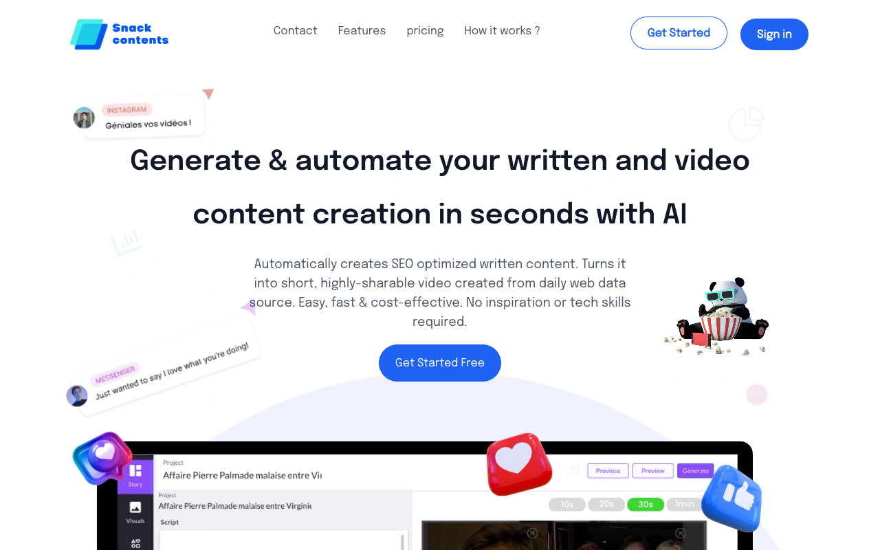 SnackContents for Copywriter - Generate Your SEO Written Content in Seconds with AI