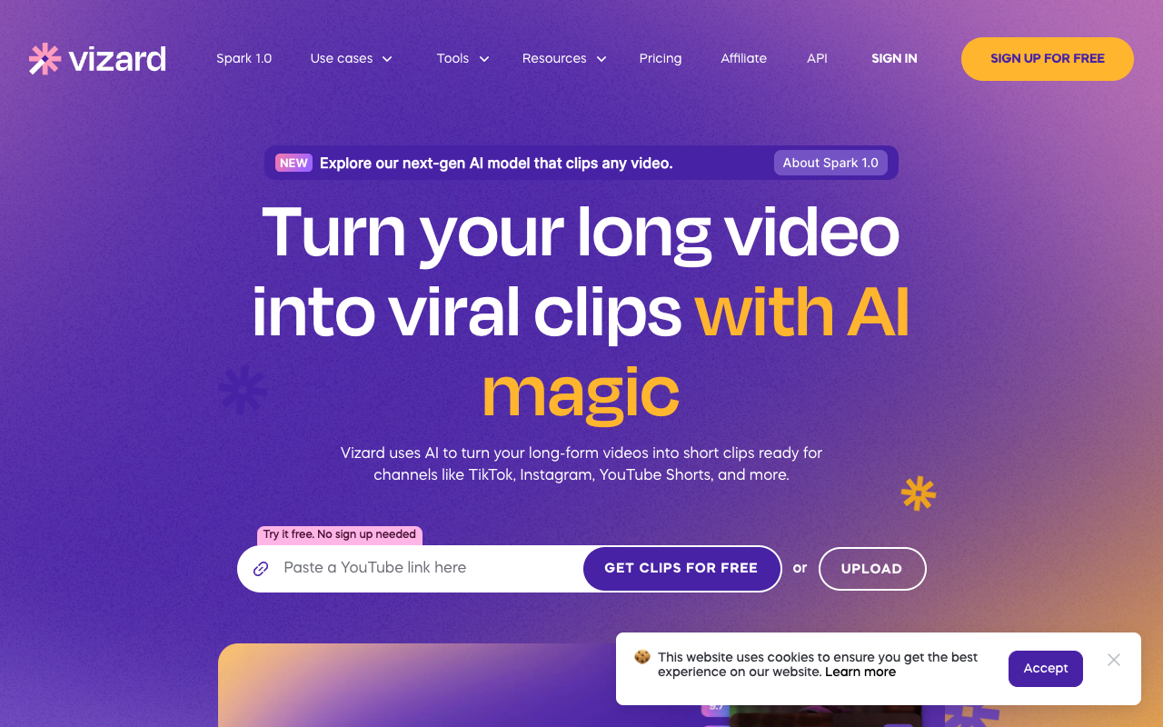 Vizard - Repurpose any long video into 10+ viral shorts instantly