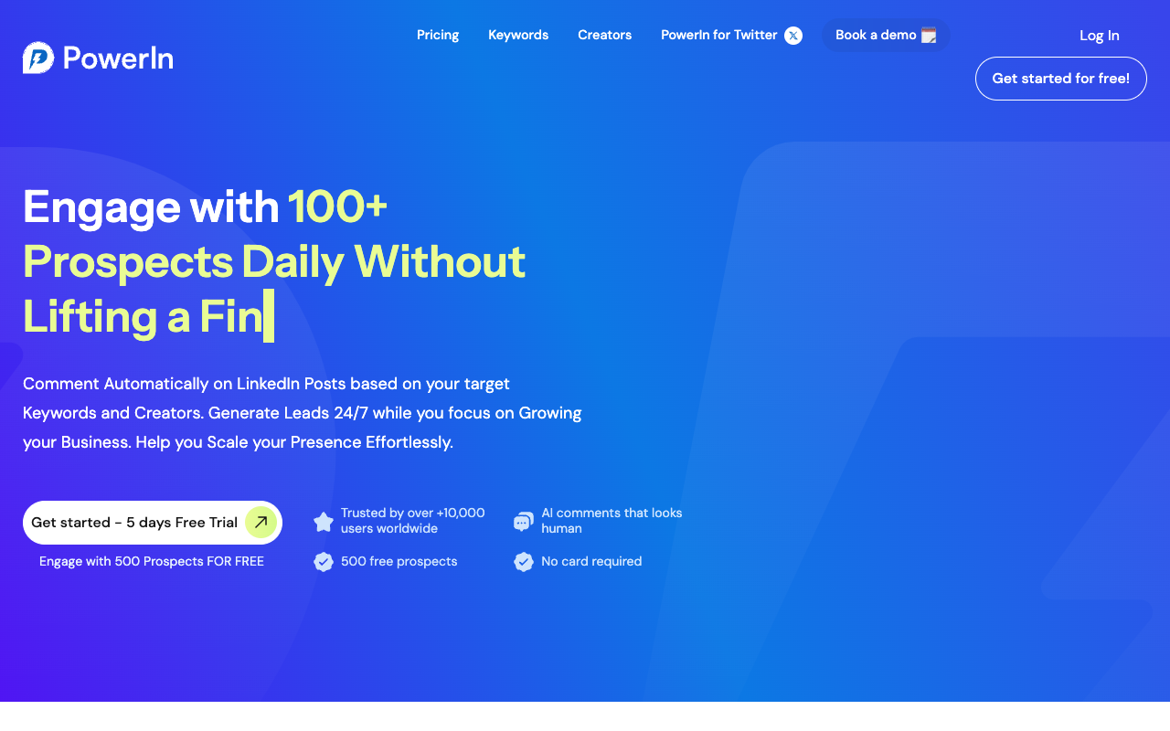 PowerIn - Automate LinkedIn Comments - Get noticed and engage on LinkedIn through automated comment