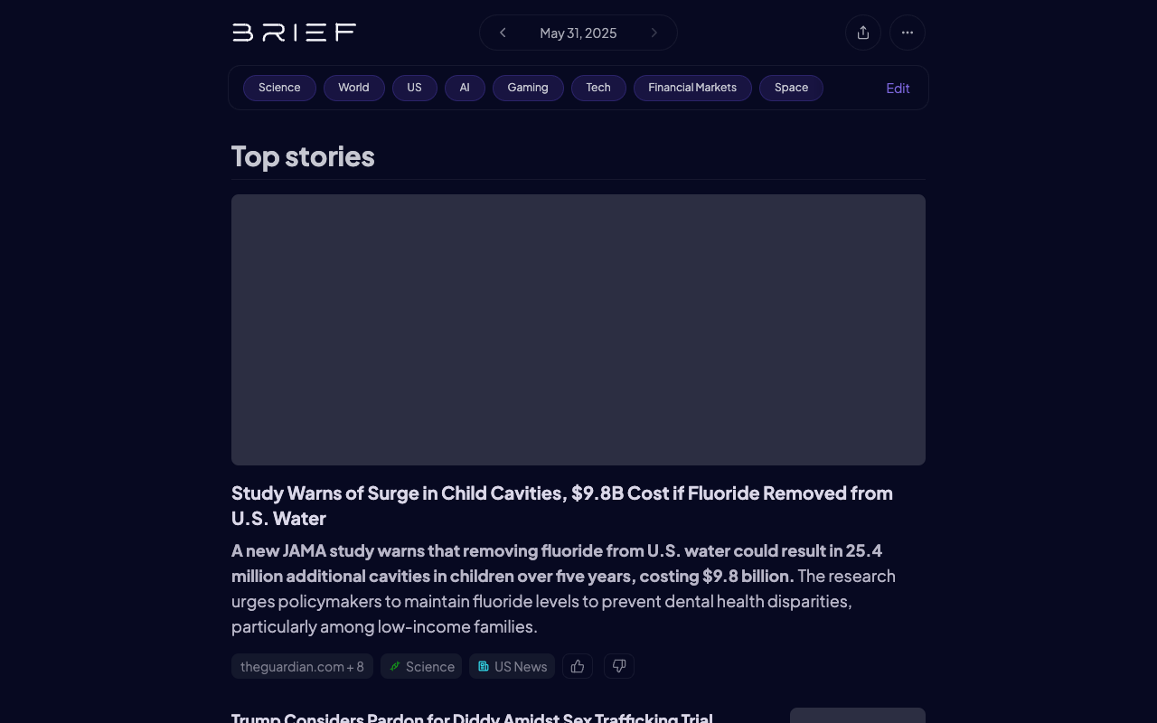 Brief - Your personalized news briefing, powered by AI
