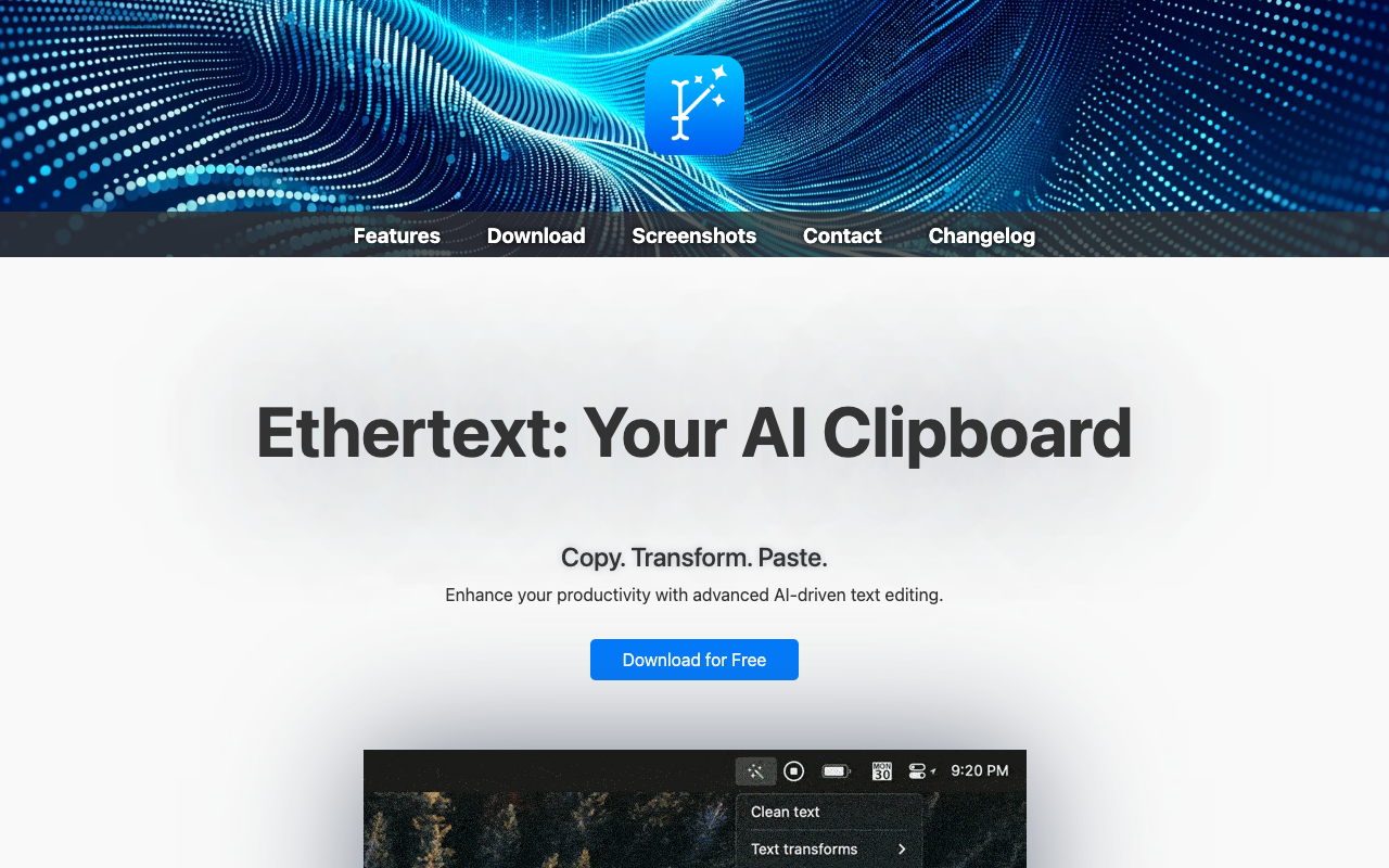 Ethertext - Your AI Clipboard: Copy, Transform, Paste