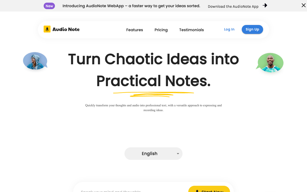 Audio Notes AI - Turn Chaotic Ideas into Practical Notes