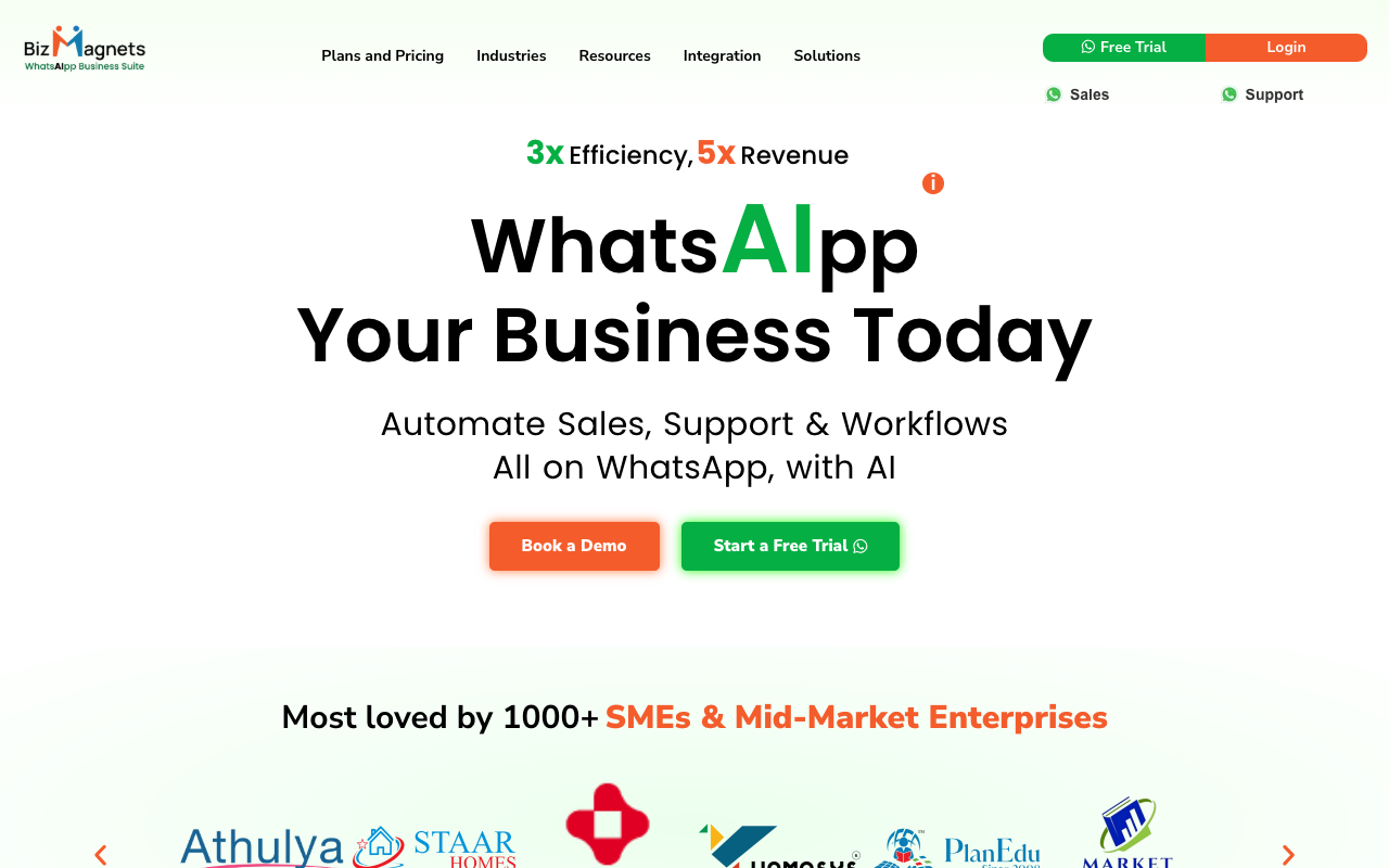 BizMagnets - Customized AI Autobot Chat Reply for WhatsApp Business