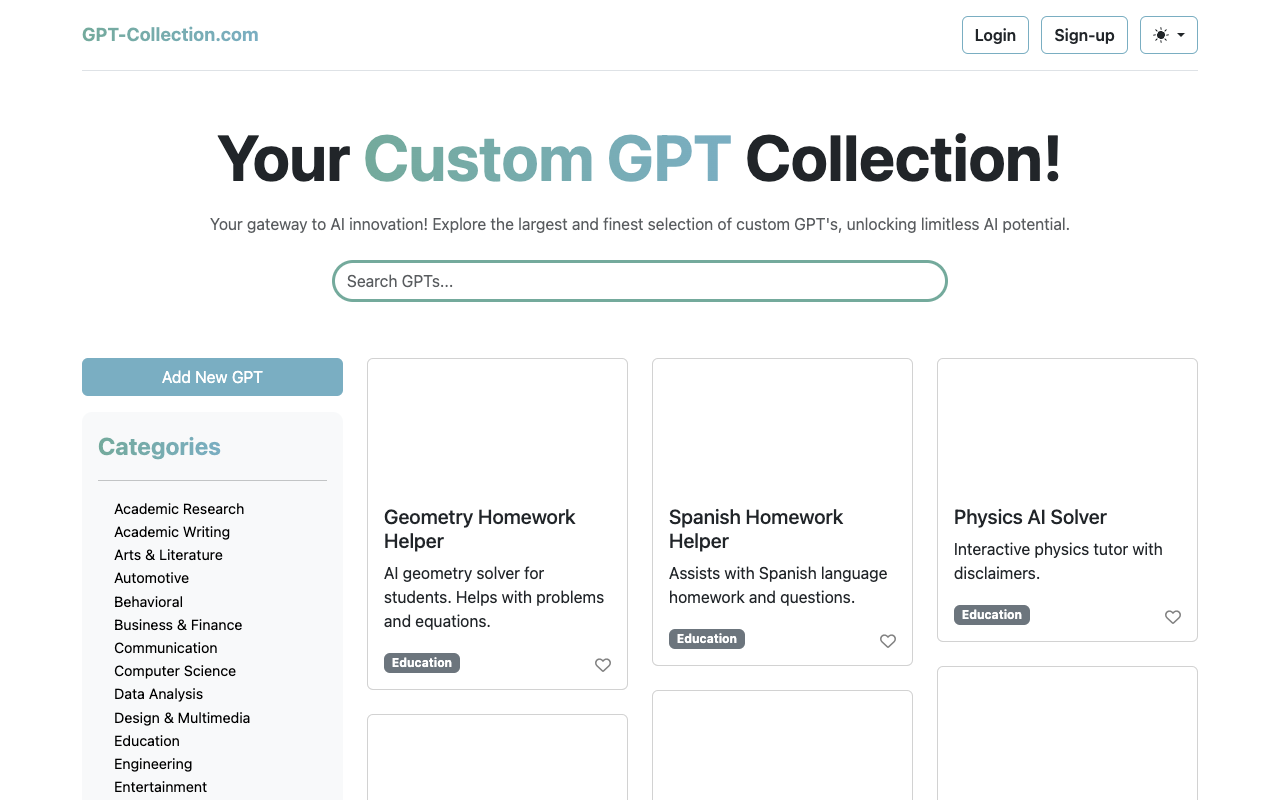 GPT-Collection - Explore the largest and finest selection of custom GPT's