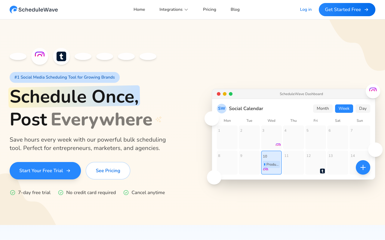 ScheduleWave - Simple Social Media Management with AI and automation