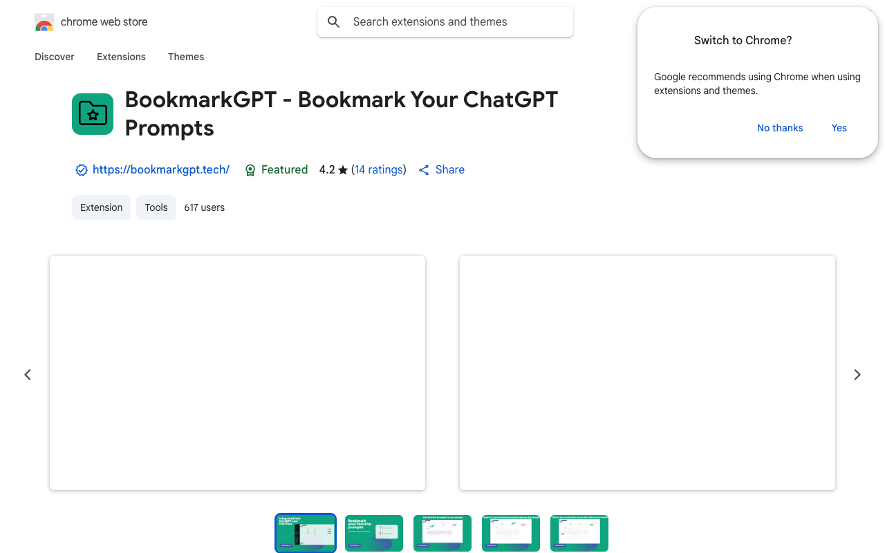 BookmarkGPT - An extension for bookmarking ChatGPT prompts Chrome extension Productivity