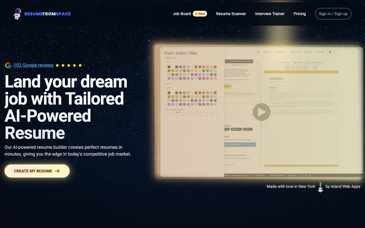 ResumeFromSpace - AI-powered resume builder for out-of-this-world resumes