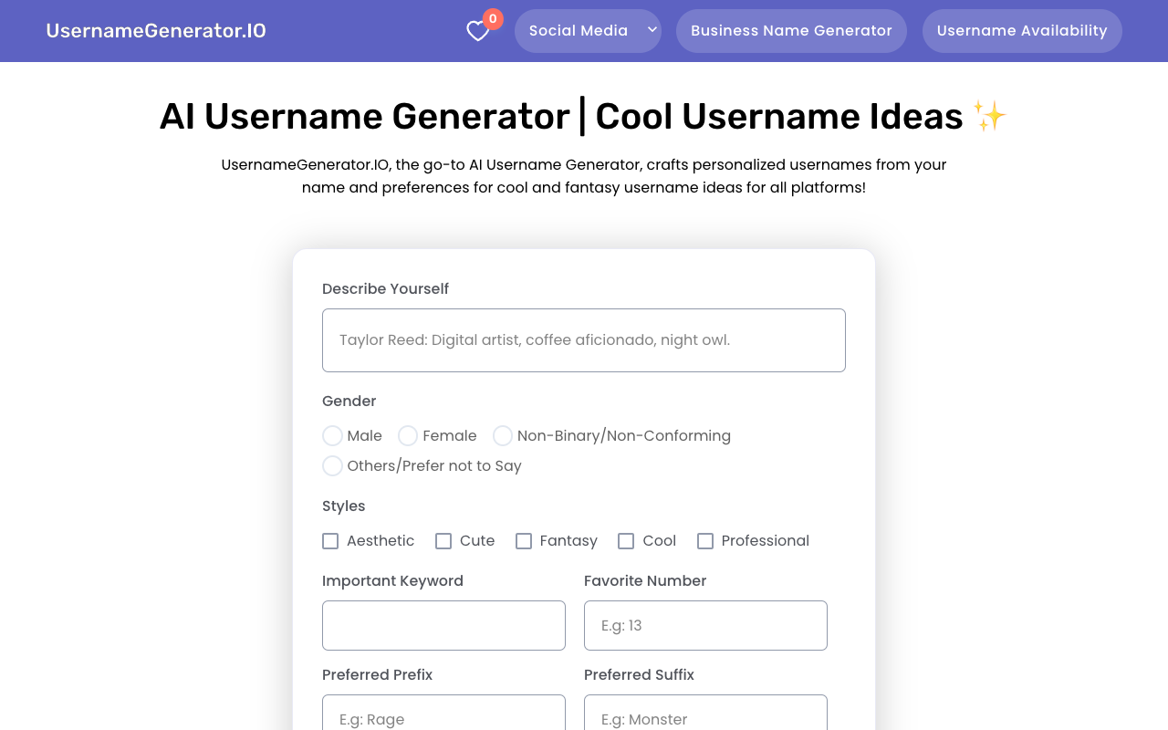 Username Generator - Usernames that stand out