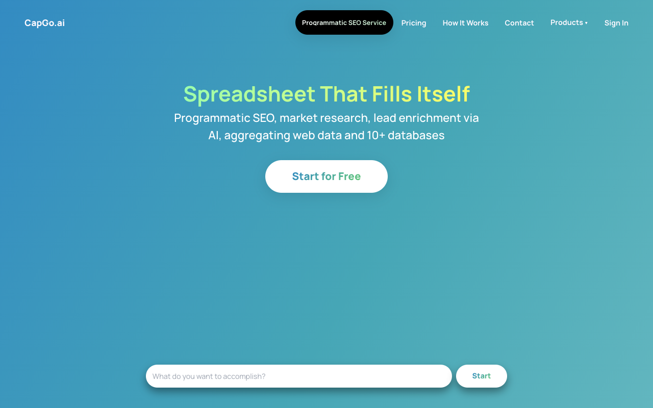 CapGo.AI - Fastest Market Research in Spreadsheet