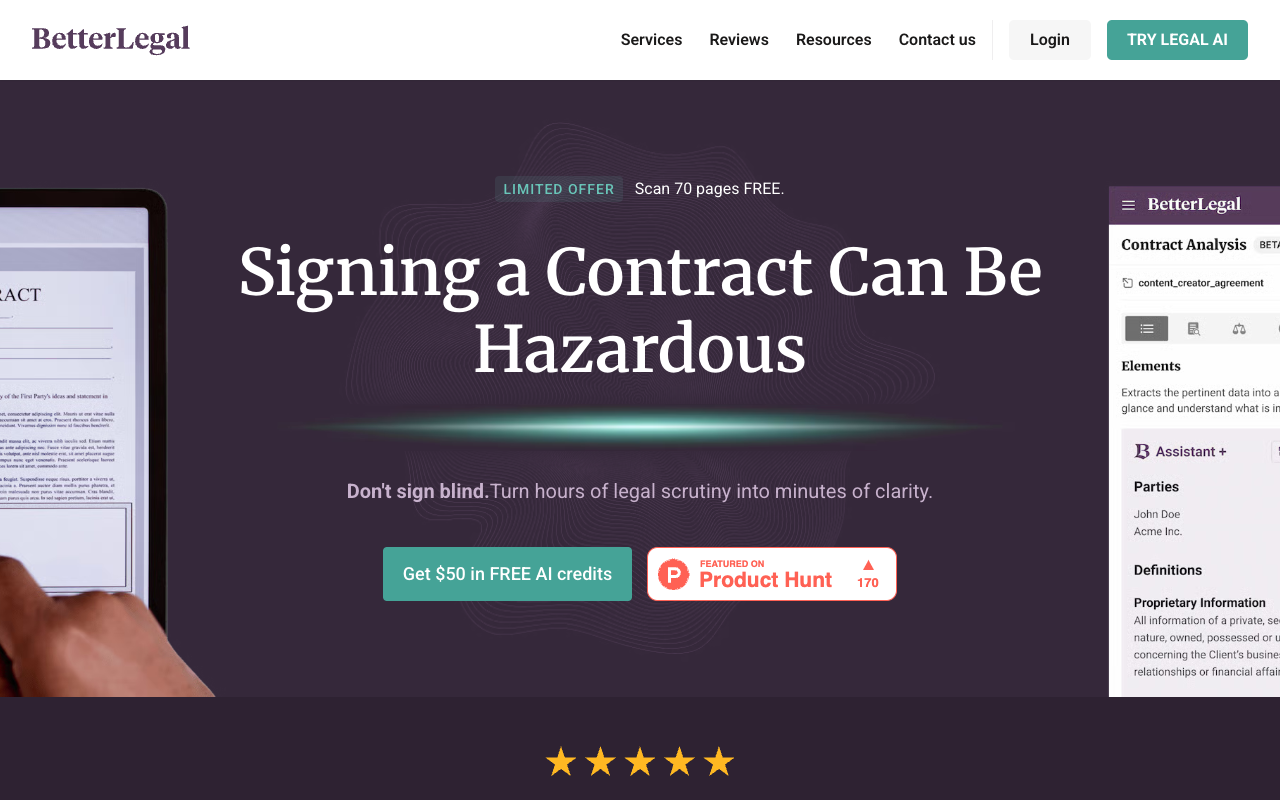 AI Contract Analysis - Affordable legal document navigation in 57 languages