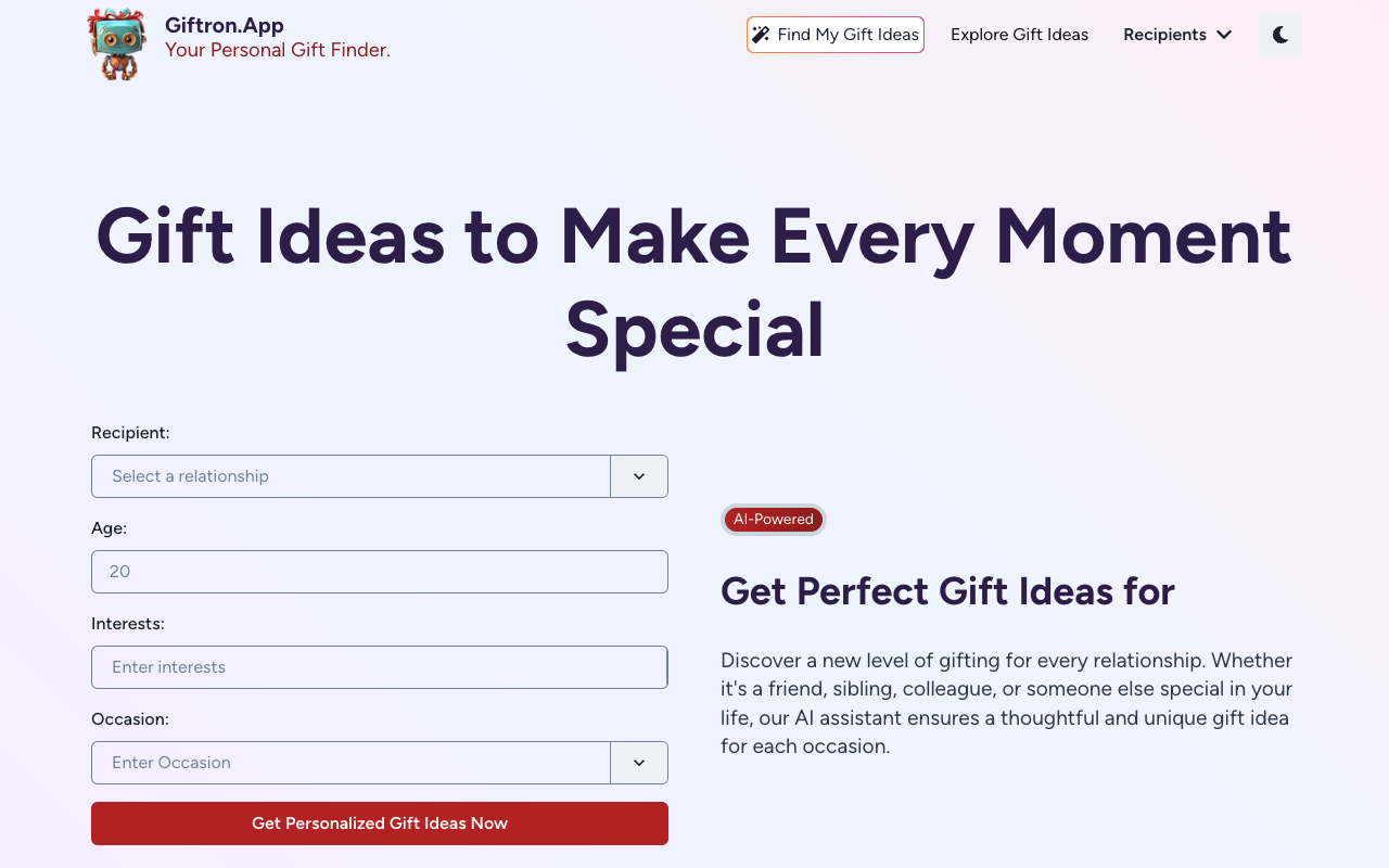 Giftron: Personalized Gift finder - Gifts as unique as your relationships