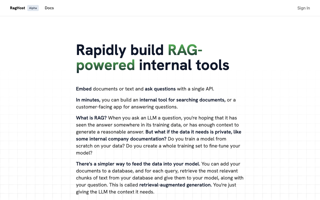 RagHost - Rapidly build AI-powered internal tools