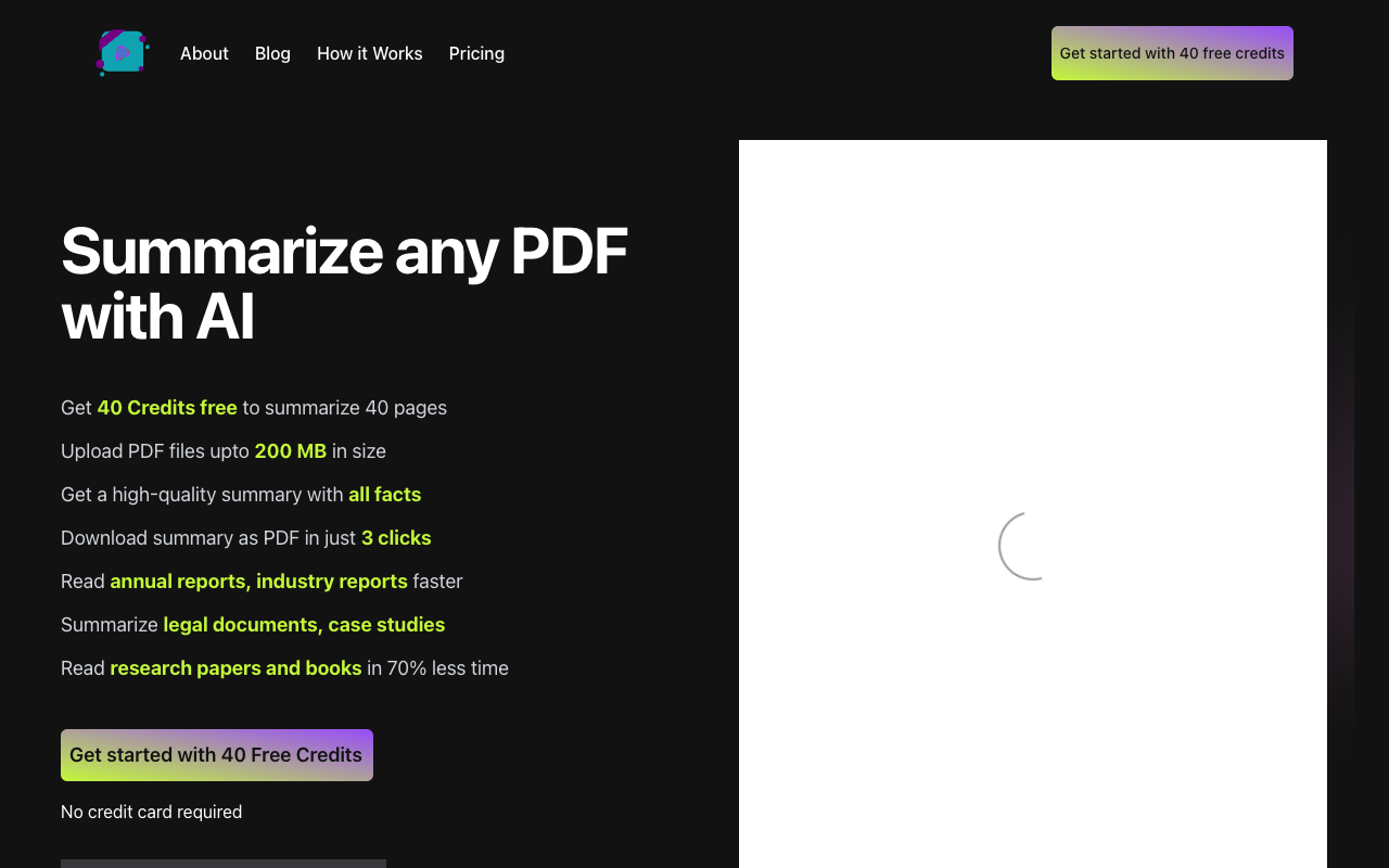Summary with AI - Summarize any large PDF with AI