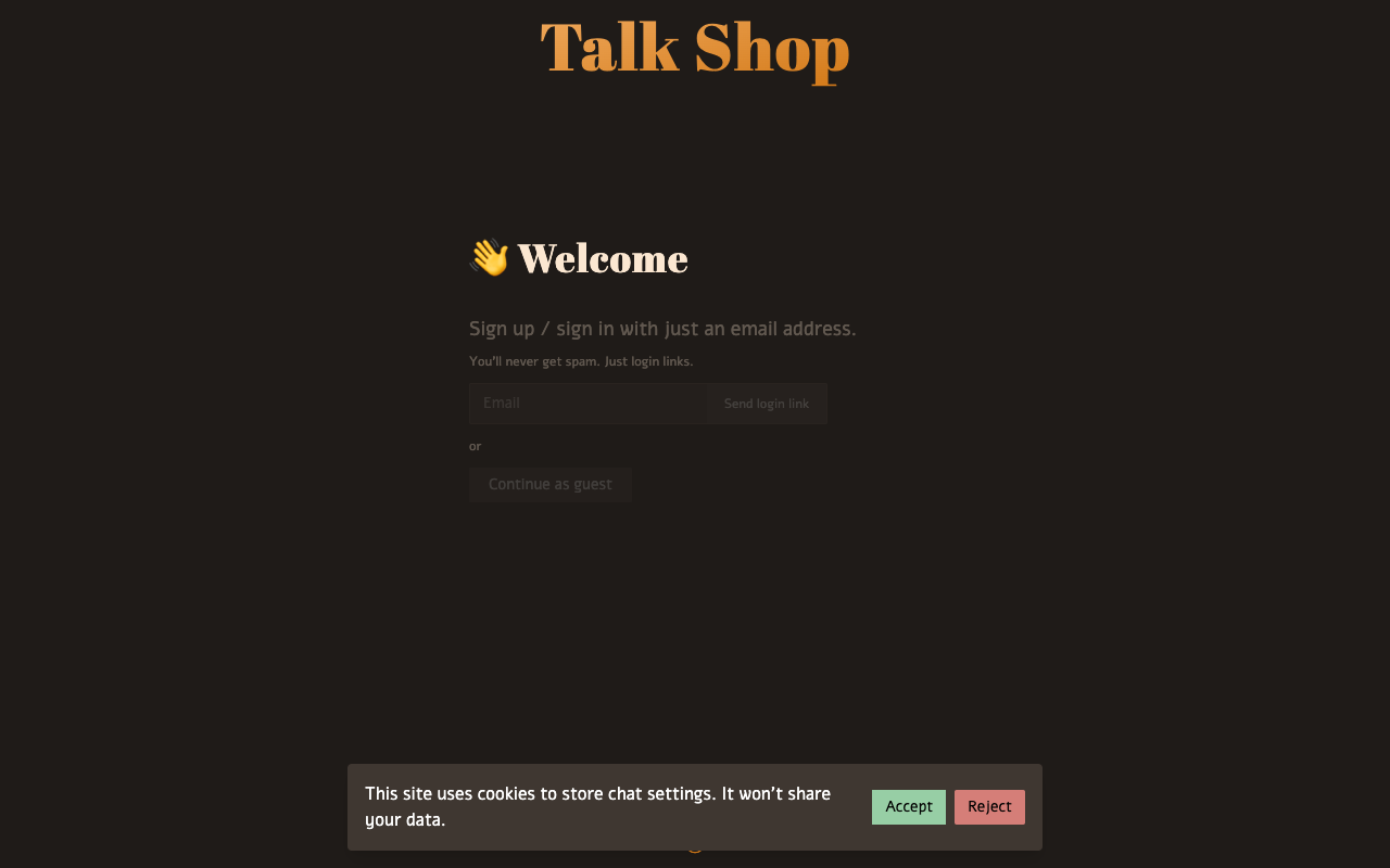 Talk Shop - Chat with like-minded people and AI conversation prompts