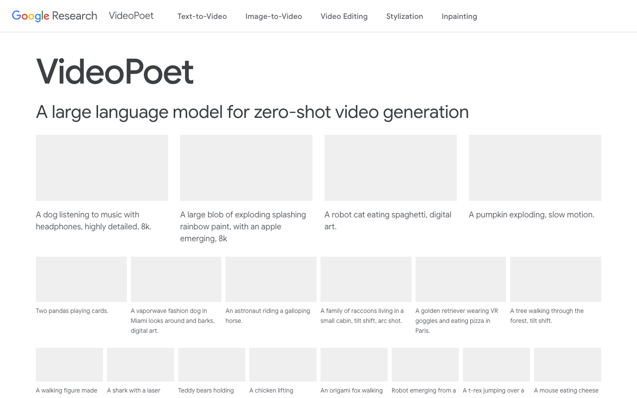 VideoPoet - A large language model for zero-shot video generation AI Video