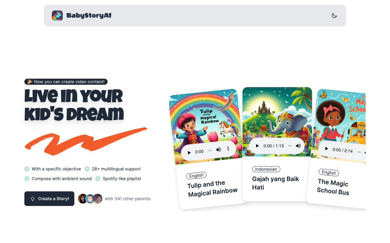 BabyStoryAI - Create a personalized audiobook for your child in minutes