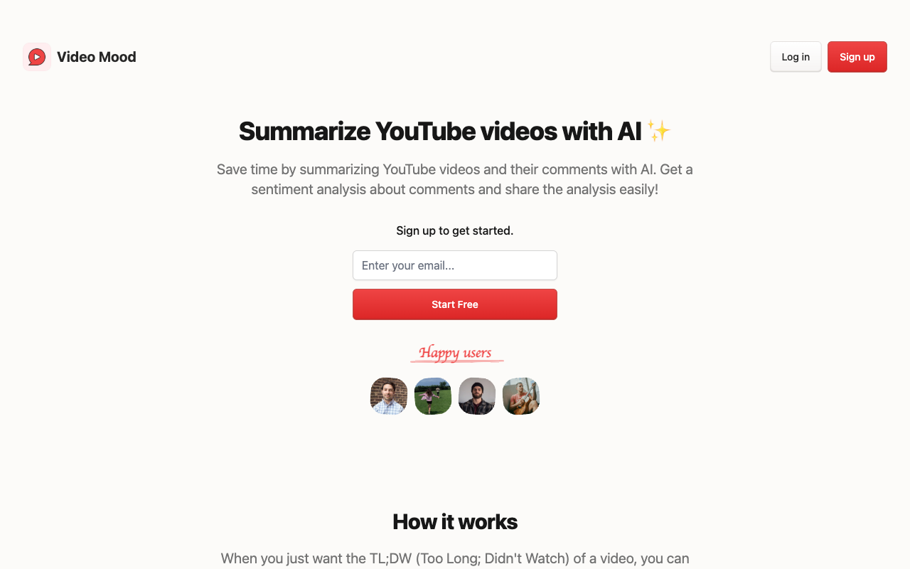 Video Mood - BYOK AI YouTube video summarizer