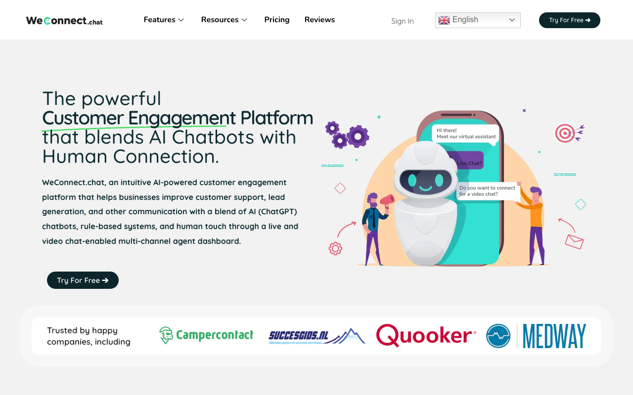 WeConnect.chat - No code Chatbot Builder Blending AI with Human Interaction