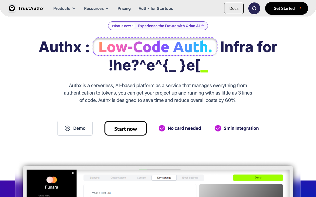 TrustAuthX - AI-Based, Low-Code Authentication Service for Businesses and Developers