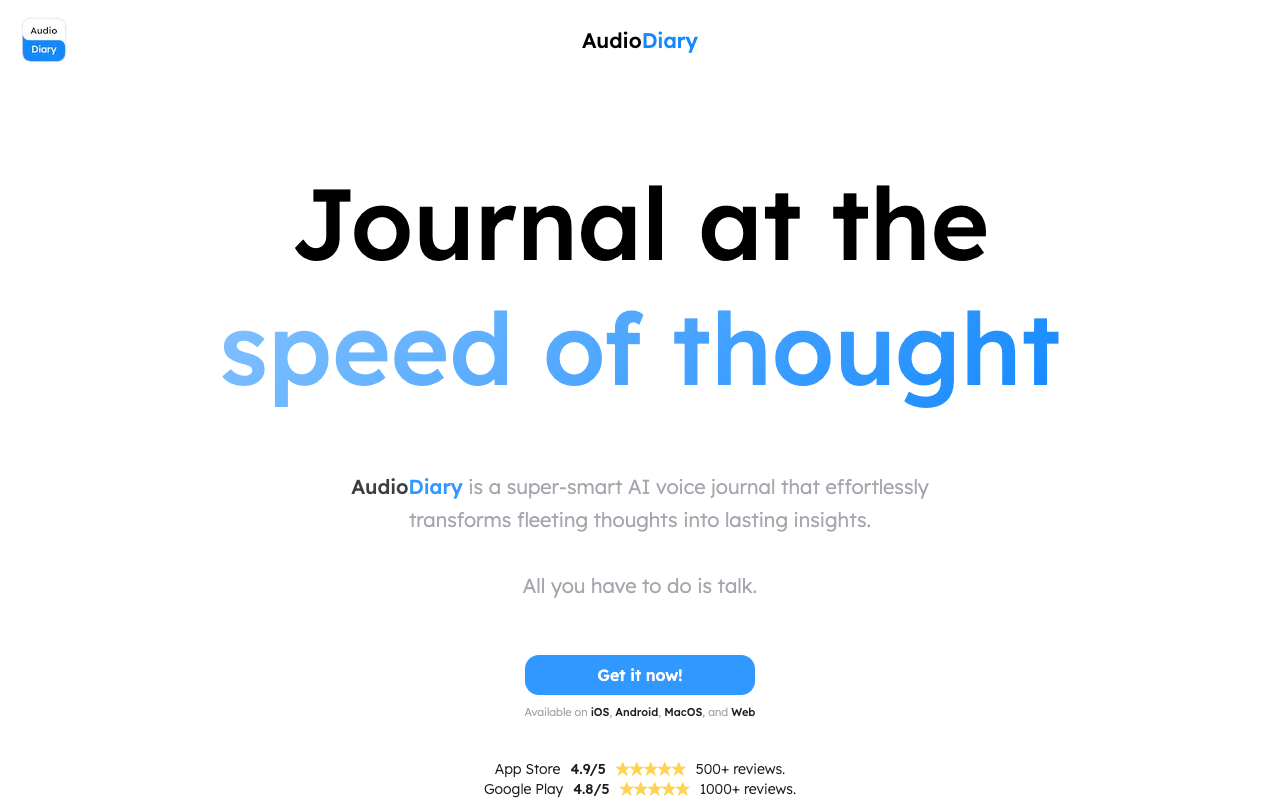 Audio Diary - Simplify Reflection and Goal Setting with AI