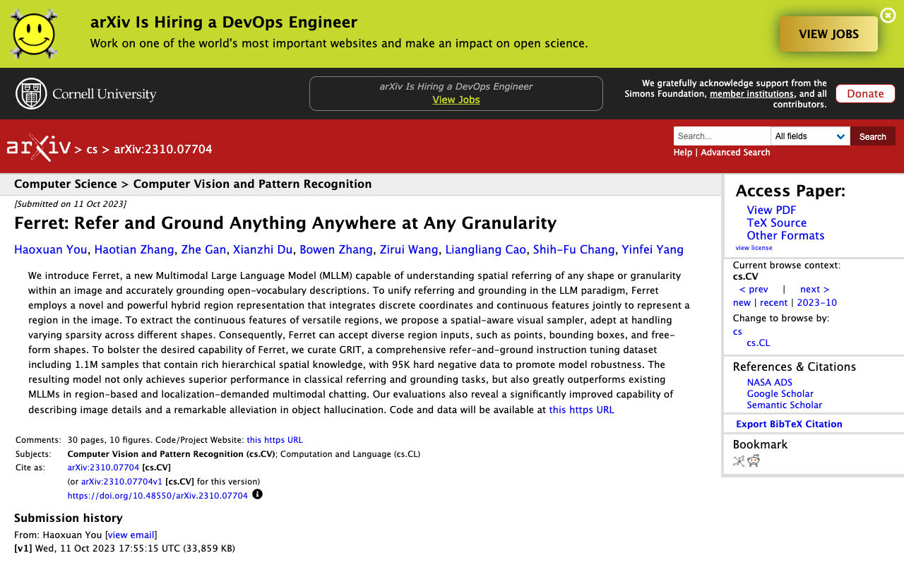 Ferret - Refer and ground anything anywhere at any granularity