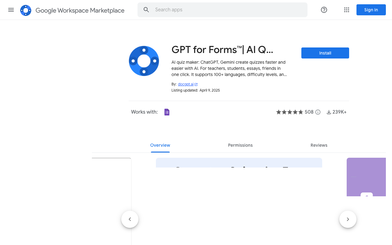 GPT Quiz Maker for Google Forms - Make a quiz with AI and ChatGPT in just 1 click