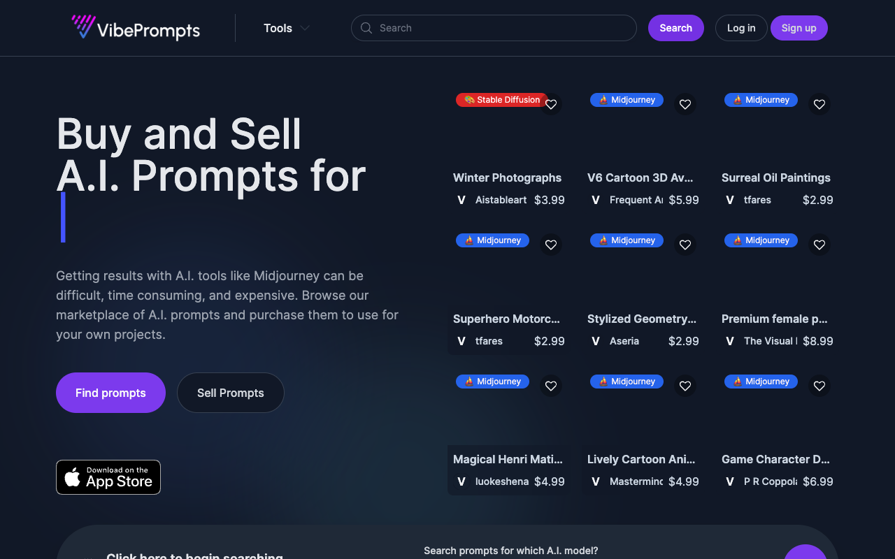 VibePrompts.com - AI prompt marketplace