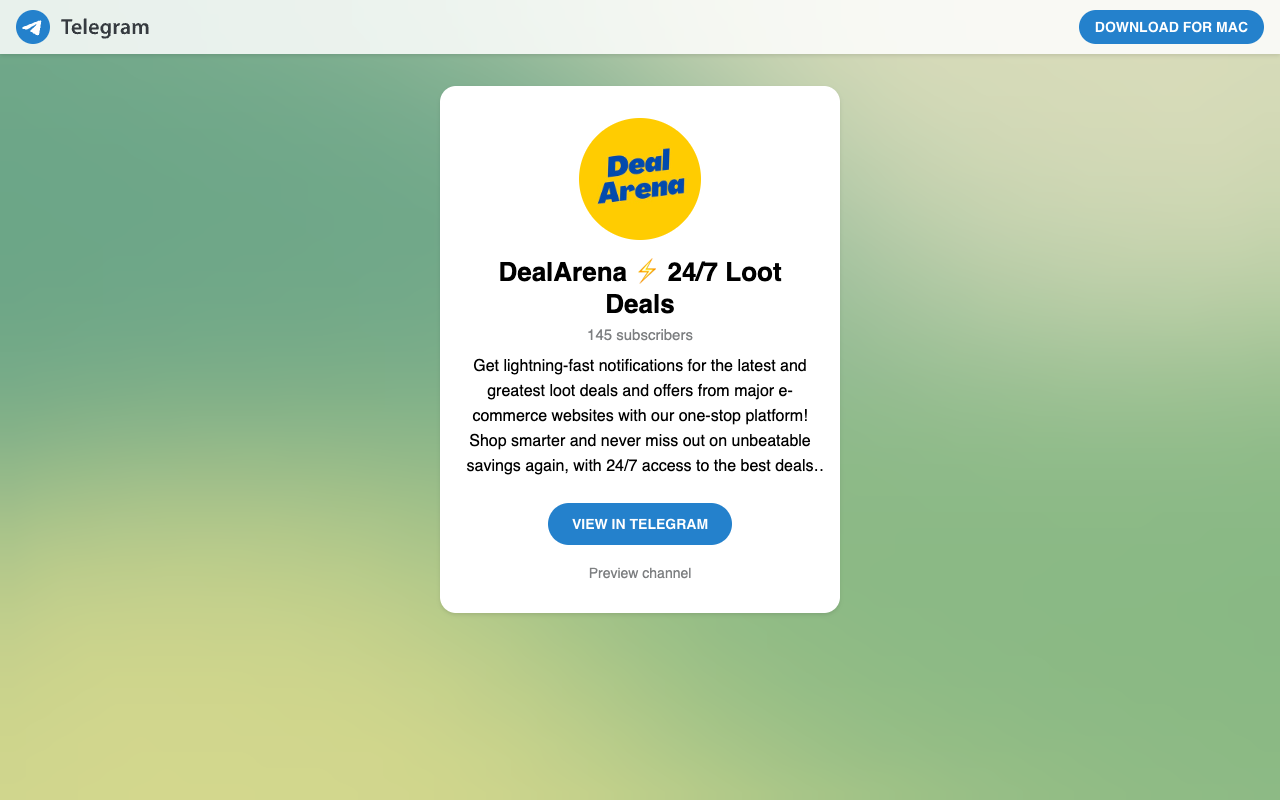 DealArena - Bag the best Amazon deal the fastest with ease! Telegram Deals E-commerce
