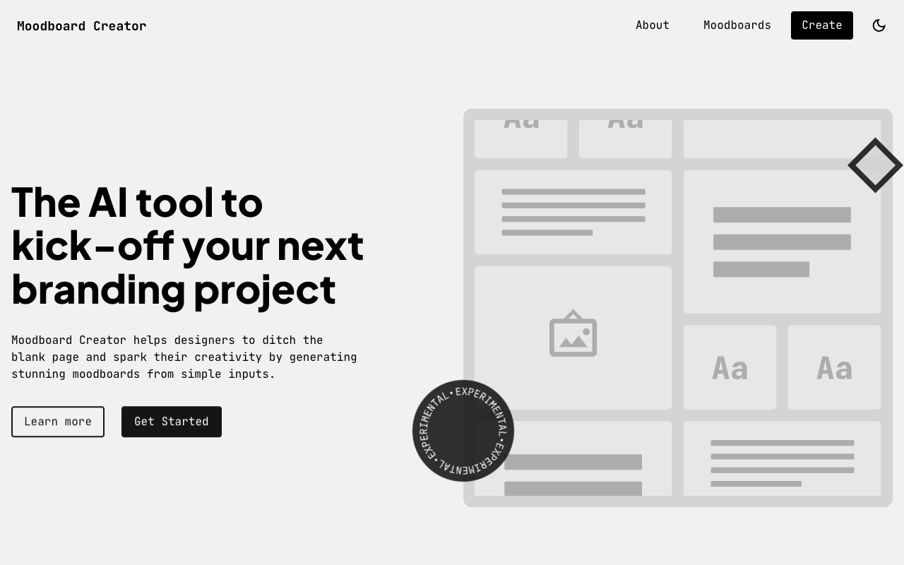 Moodboard Creator - AI-powered tool to kick-off branding projects AI Design Branding