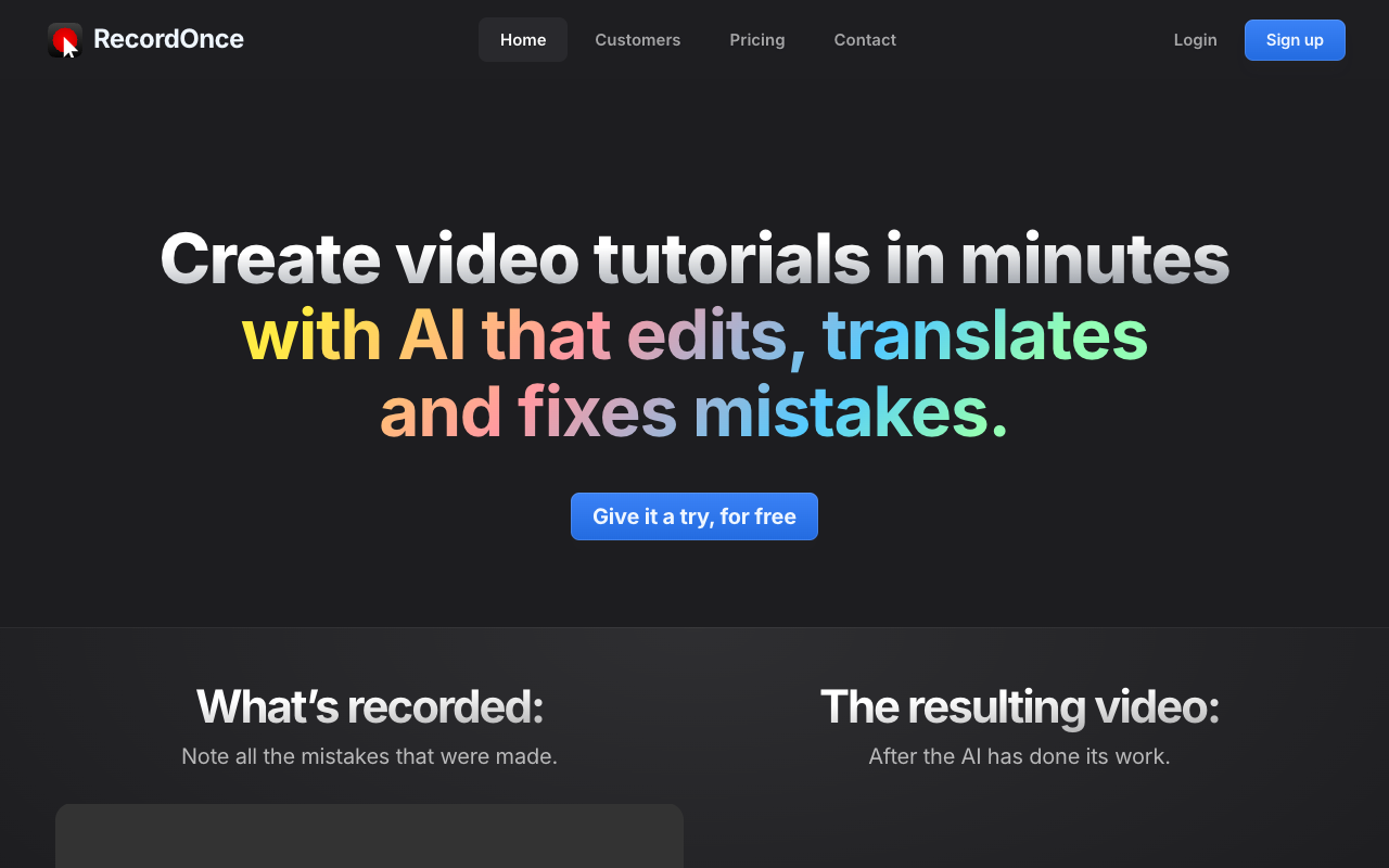 RecordOnce - Create video demos and tutorials in minutes