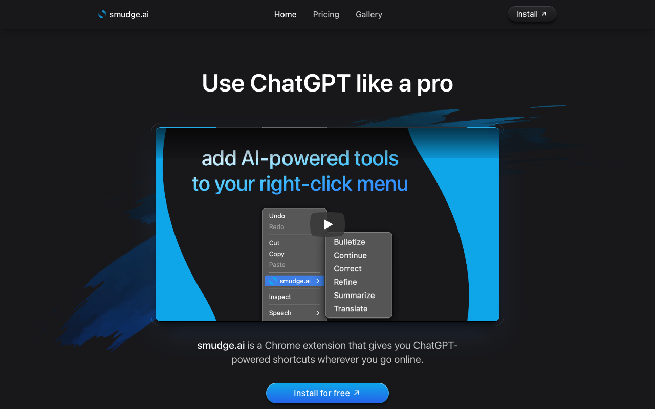 Smudge.ai - New year, new right-click menu AI Chrome Extension Productivity