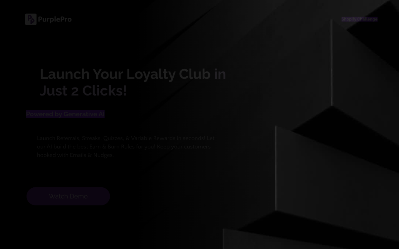 PurplePro - Launch Loyalty Club in 2 Clicks, powered by Generative AI
