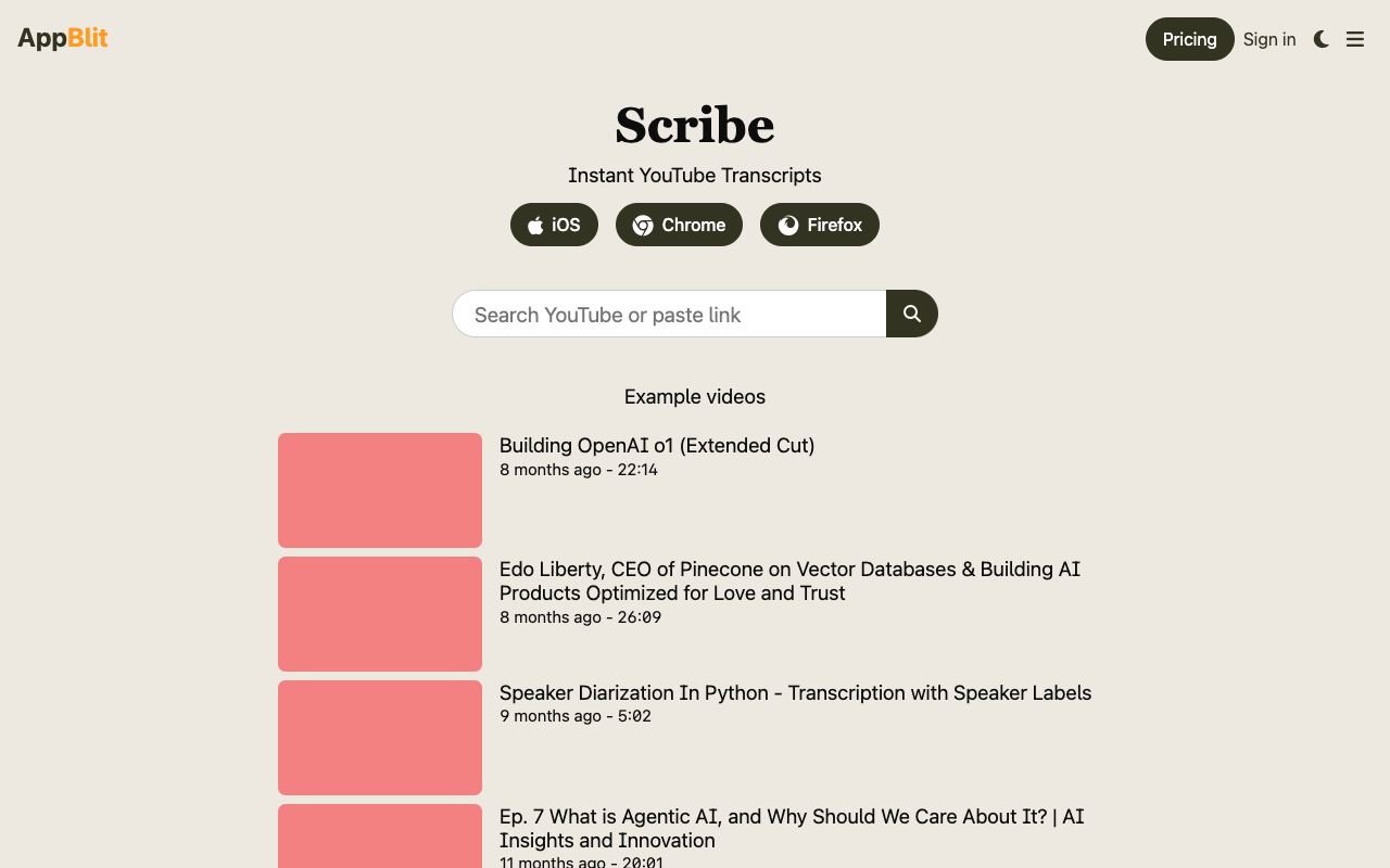 Scribe - Boost Learning with Instant YouTube Transcripts