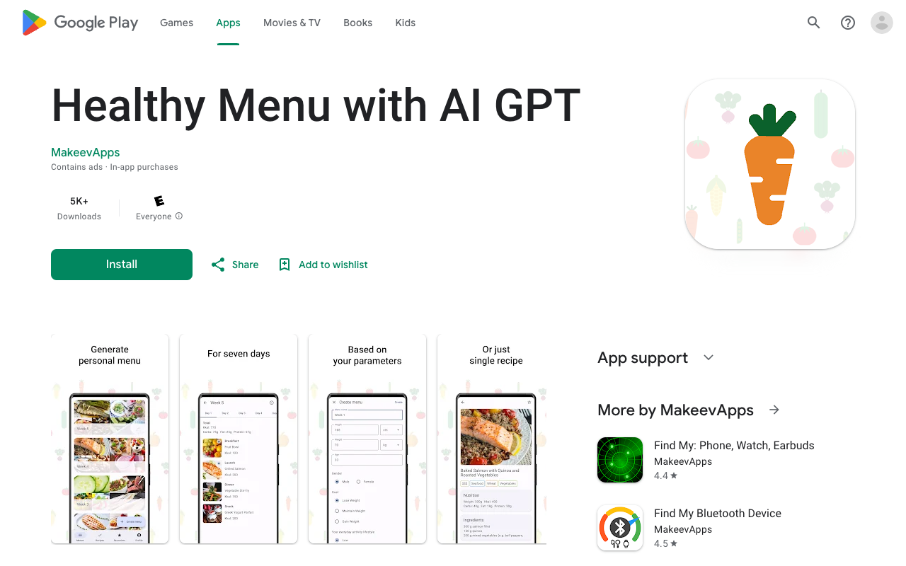 Healthy Menu with AI GPT - Personalized meal plans & recipes powered by ChatGPT