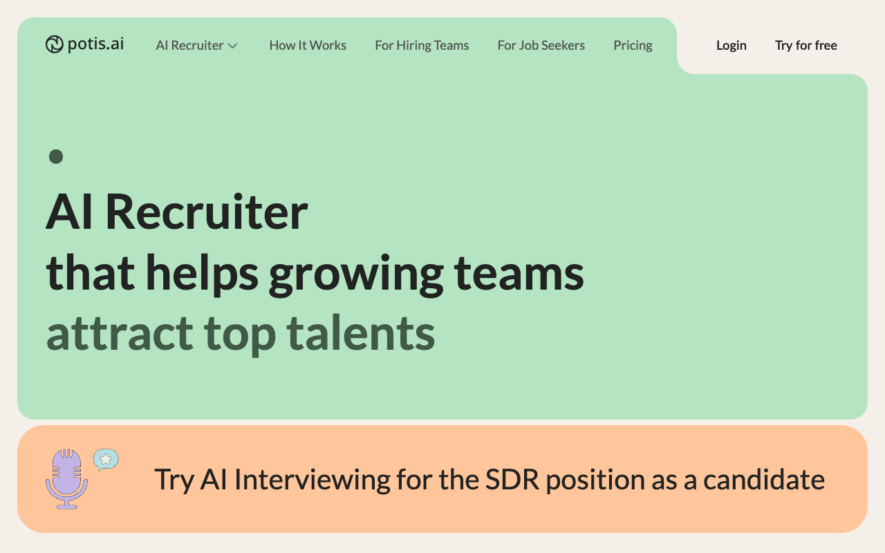 Potis AI - Enhance Your Hiring Process with Automated Behavioral Interviews