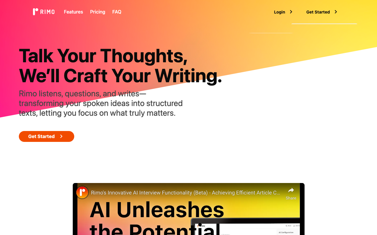 Rimo - Talk Today, Publish Tomorrow: Revolutionizing Article Creation with AI