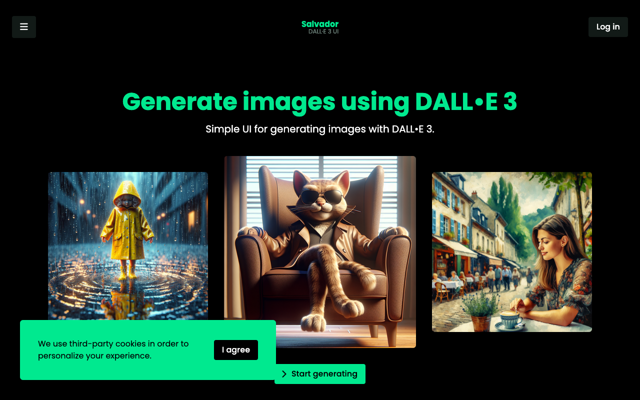Salvador - DALL•E 3 UI: Unleash Your Creativity with a Simple Image Generation Interface
