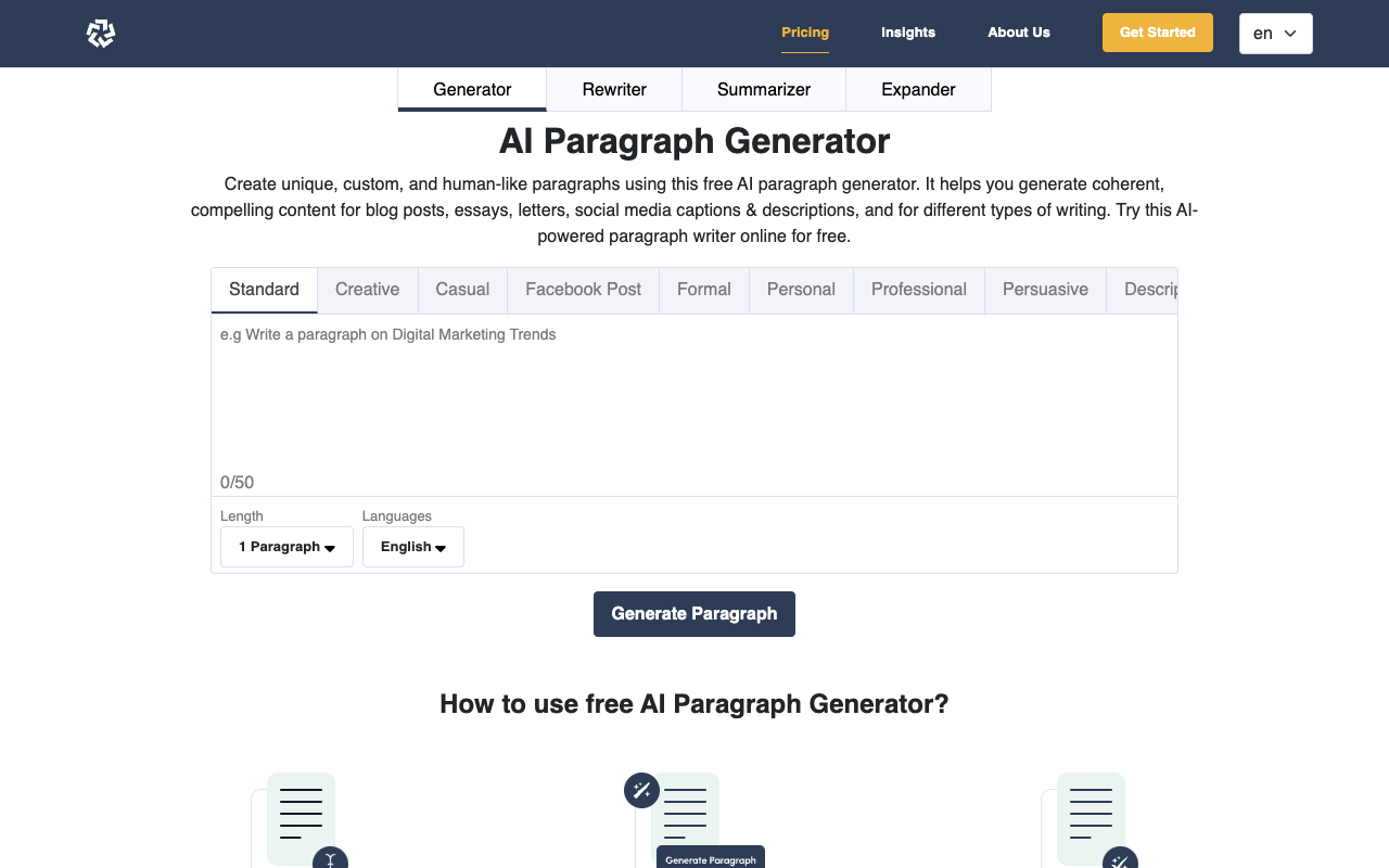 AI Paragraph Generator - Create simple, natural lines for effortless paragraphs