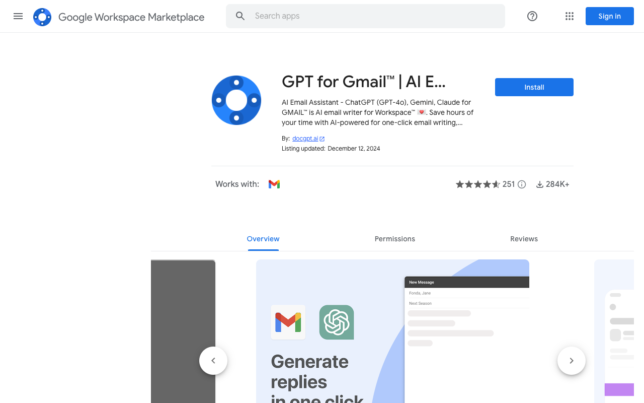 AI GPT for Gmail™ - Write emails with AI and ChatGPT in just seconds AI Productivity Email
